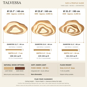 Talvessa Organic Solid Wood Ceiling Light Modern Chandelier
