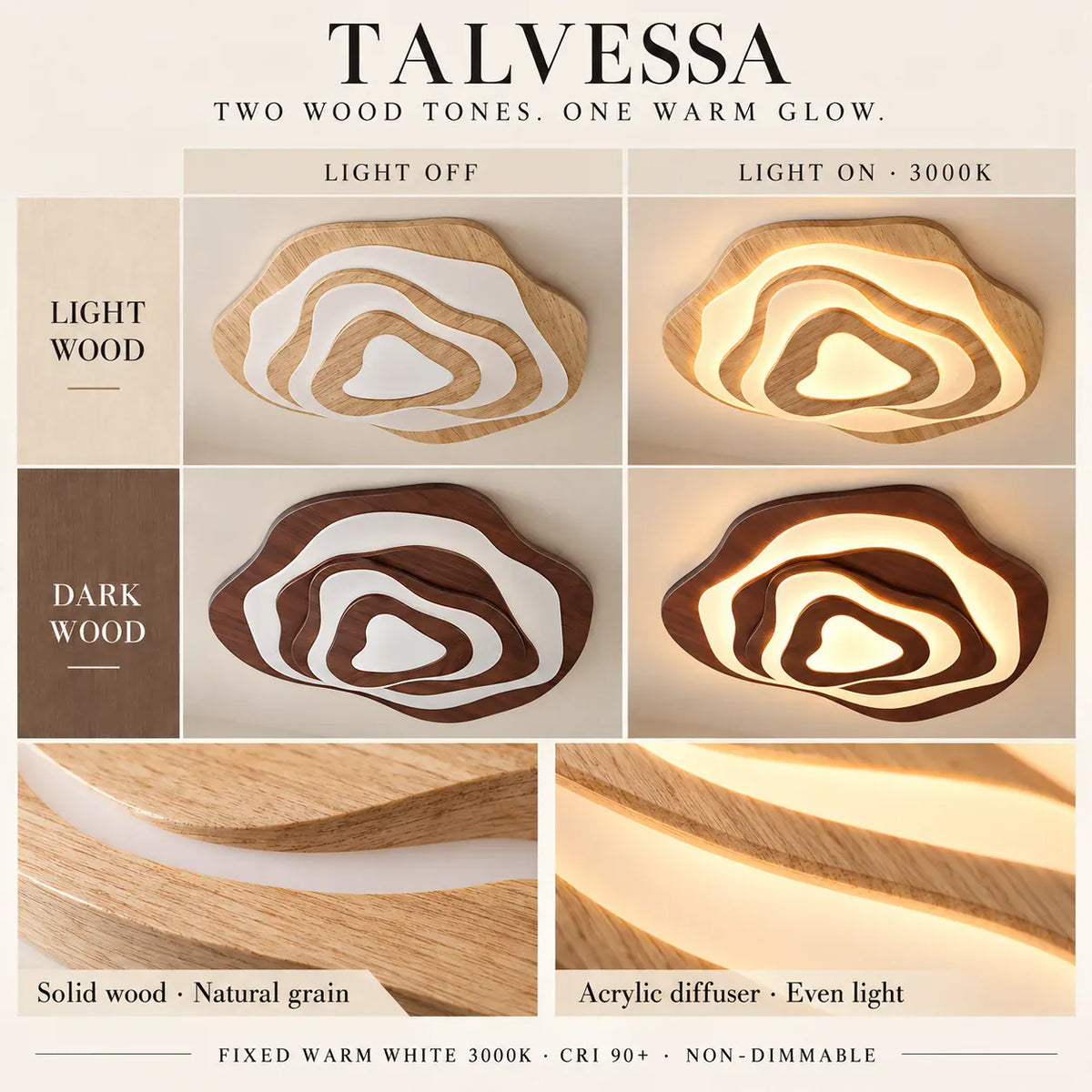 Talvessa Organic Solid Wood Ceiling Light Modern Chandelier