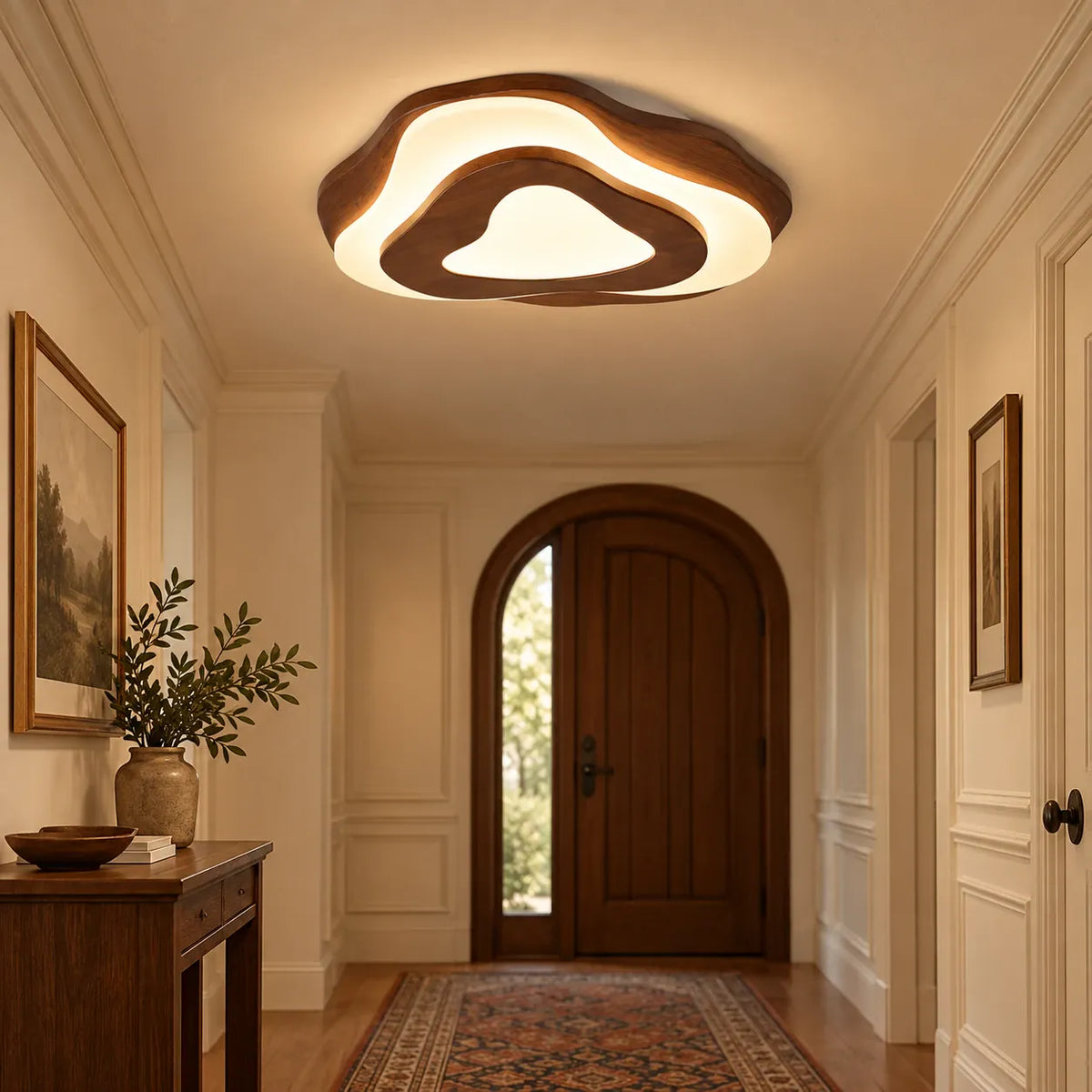 Talvessa Organic Solid Wood Ceiling Light Dark Wood / Dia15.75" (40 cm) / Warm Light 2700k Modern Chandelier