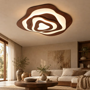 Talvessa Organic Solid Wood Ceiling Light Dark Wood / Dia23.62" (60 cm) / Warm Light 2700k Modern Chandelier