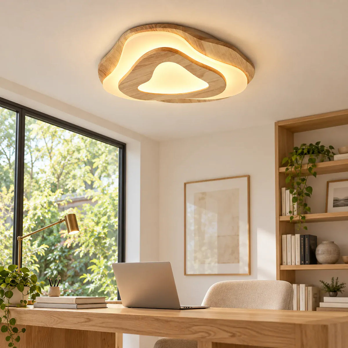 Talvessa Organic Solid Wood Ceiling Light Light Wood / Dia15.75" (40 cm) / Warm Light 2700k Modern Chandelier