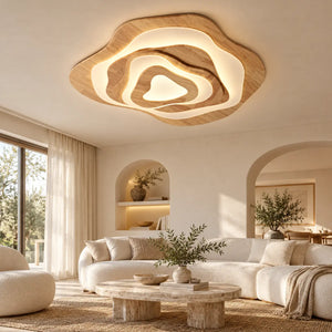 Talvessa Organic Solid Wood Ceiling Light Light Wood / Dia31.50" (80 cm) / Warm Light 2700k Modern Chandelier