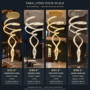 Tara Crystal Staircase Chandelier Modern Chandelier
