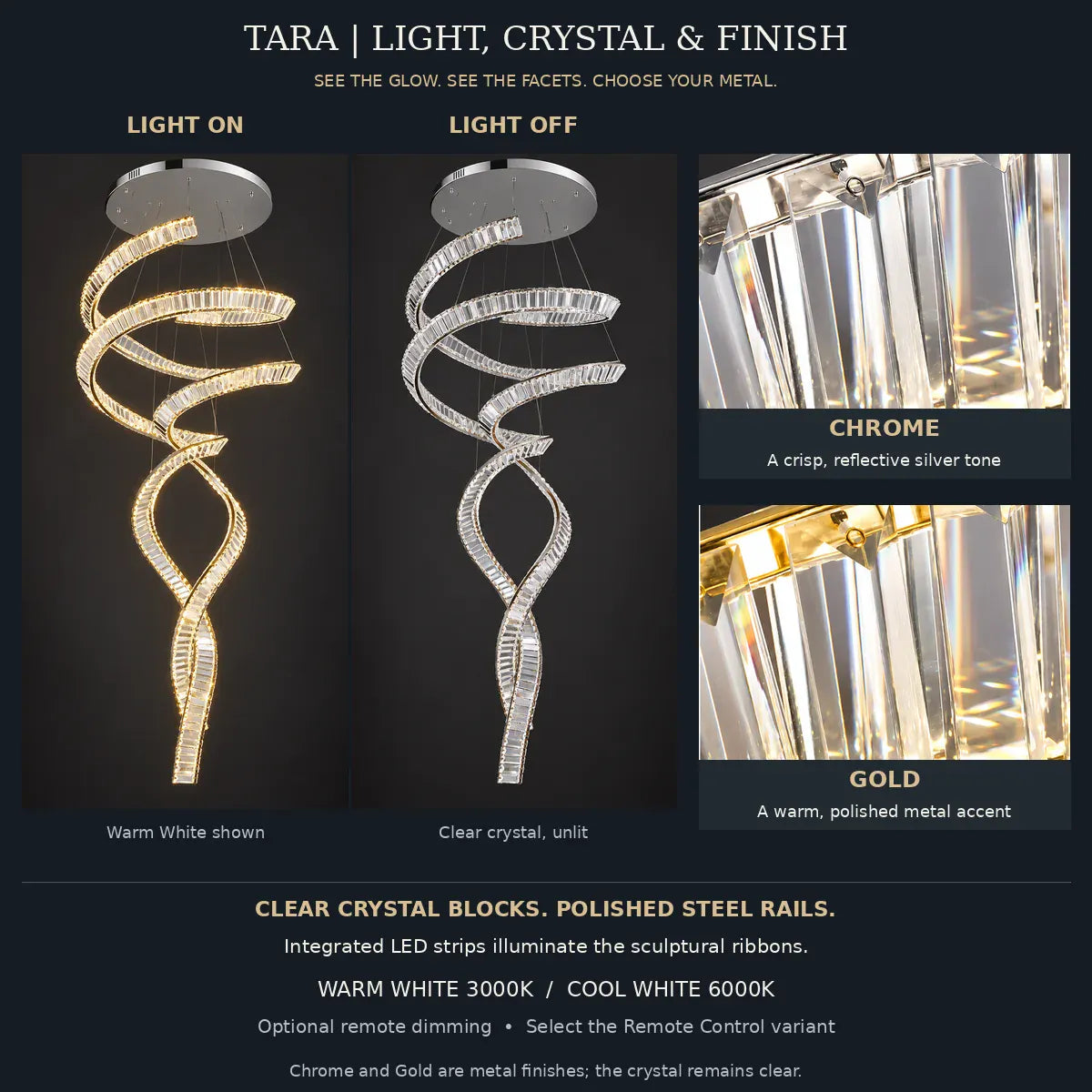 Tara Crystal Staircase Chandelier Modern Chandelier
