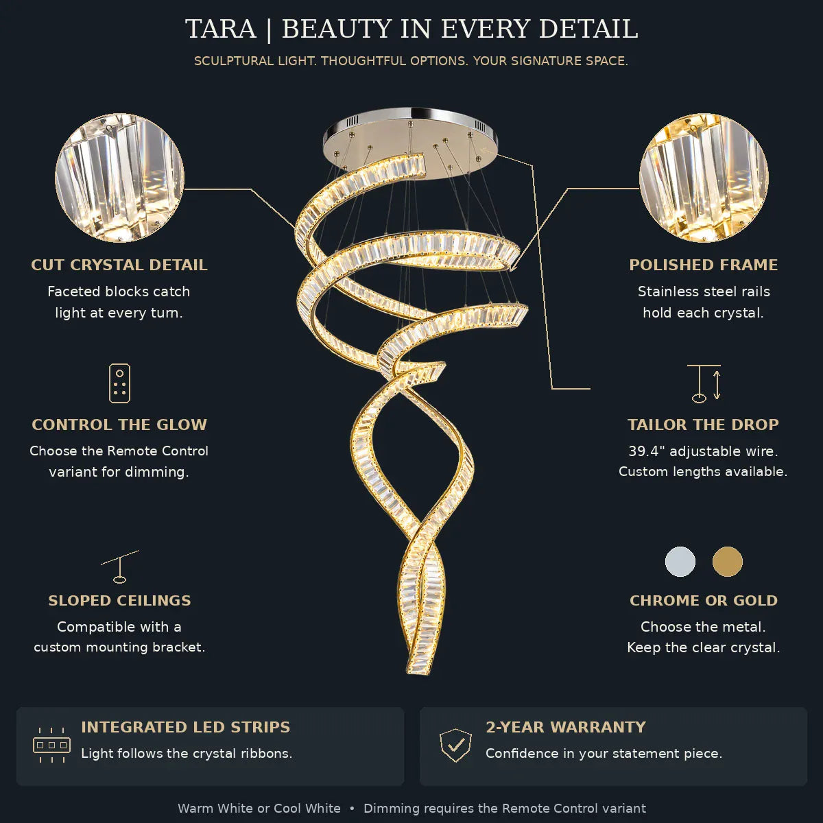 Tara Crystal Staircase Chandelier Modern Chandelier