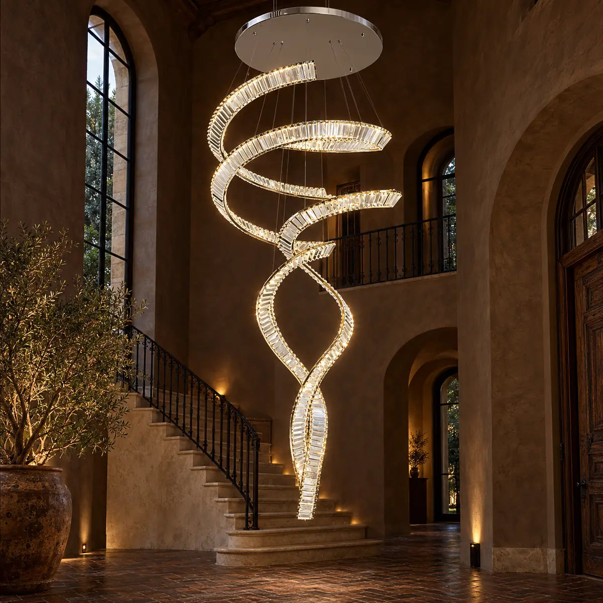 Tara Crystal Staircase Chandelier Modern Chandelier