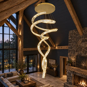 Tara Crystal Staircase Chandelier Gold / Dia 31.50" (80 cm) / Warm White 3000K Modern Chandelier