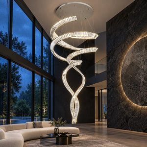 Tara Crystal Staircase Chandelier Silver / Dia 31.50" (80 cm) / Warm White 3000K Modern Chandelier