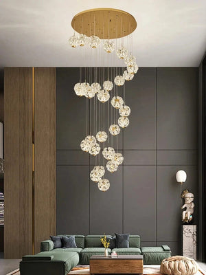 Tess Foyer Staircase Chandelier 3 / Warm White 3000K / Spiral Modern Chandelier