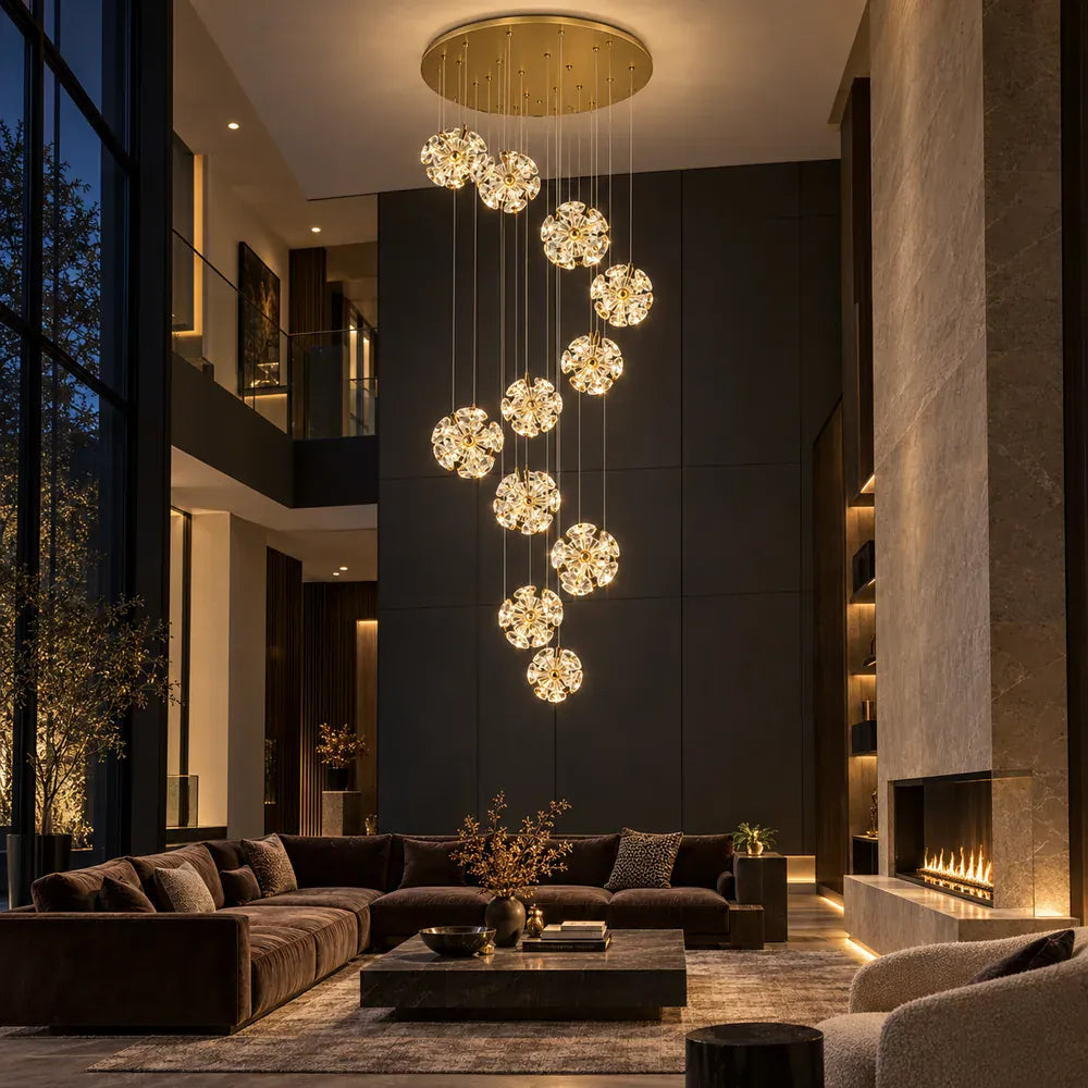 Tess Foyer Staircase Chandelier 6 / Warm White 3000K / Spiral Modern Chandelier