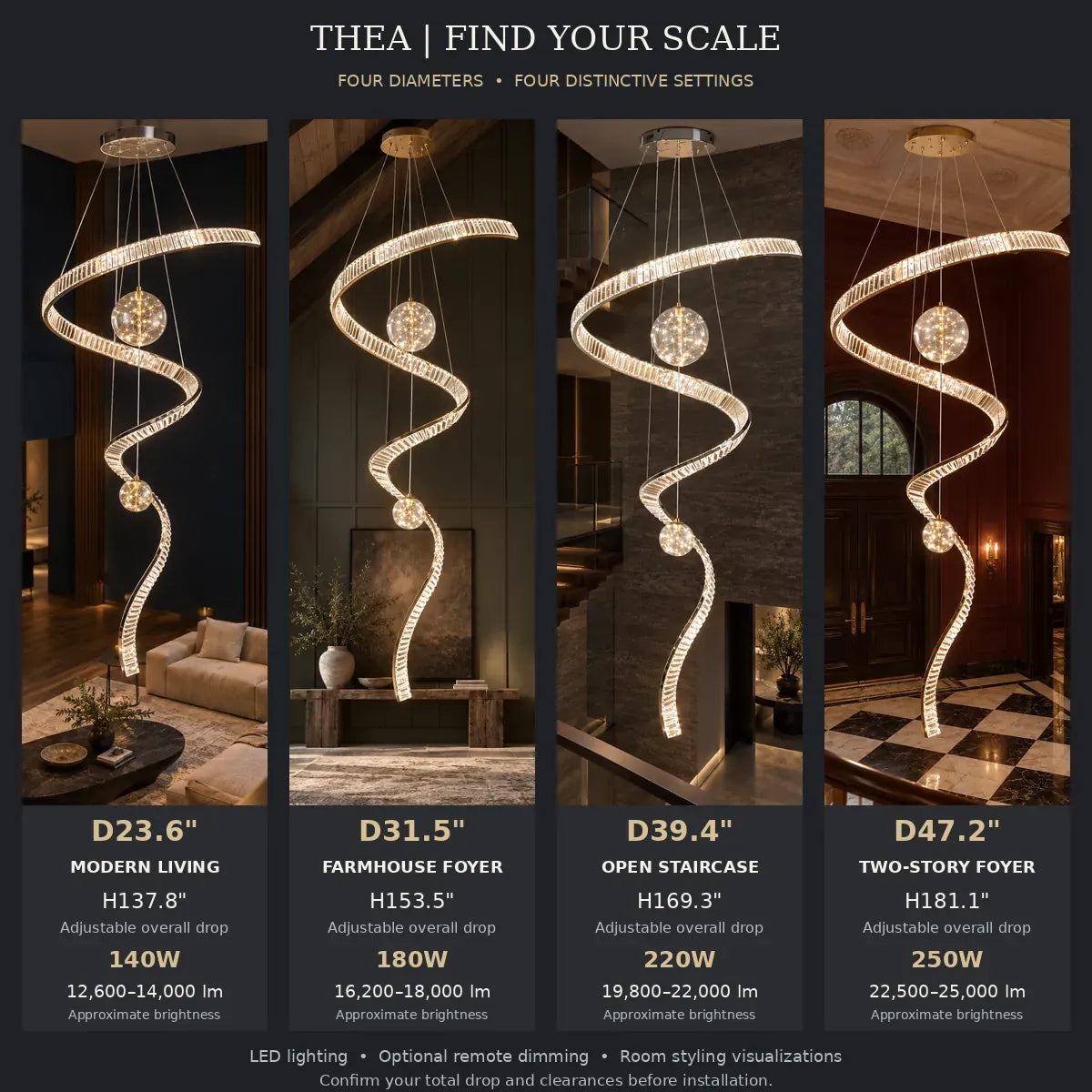 Thea Contemporary Crystal Chandelier Modern Chandelier