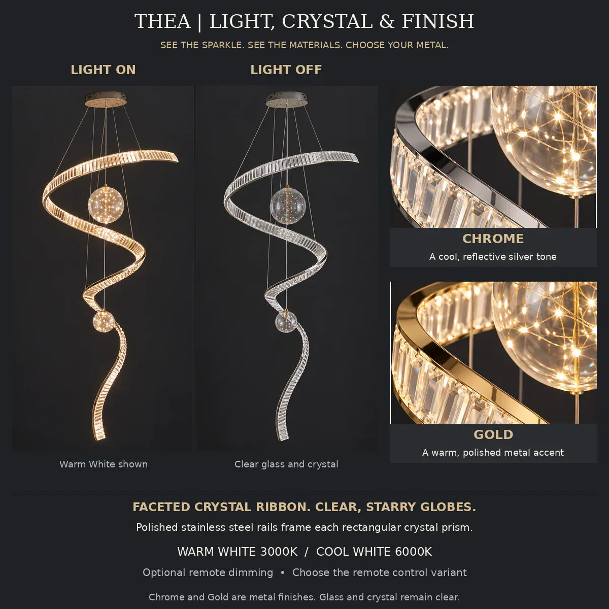 Thea Contemporary Crystal Chandelier Modern Chandelier