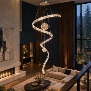Thea Contemporary Crystal Chandelier Chrome / D23.6" (60 cm) / Warm White 3000K Modern Chandelier