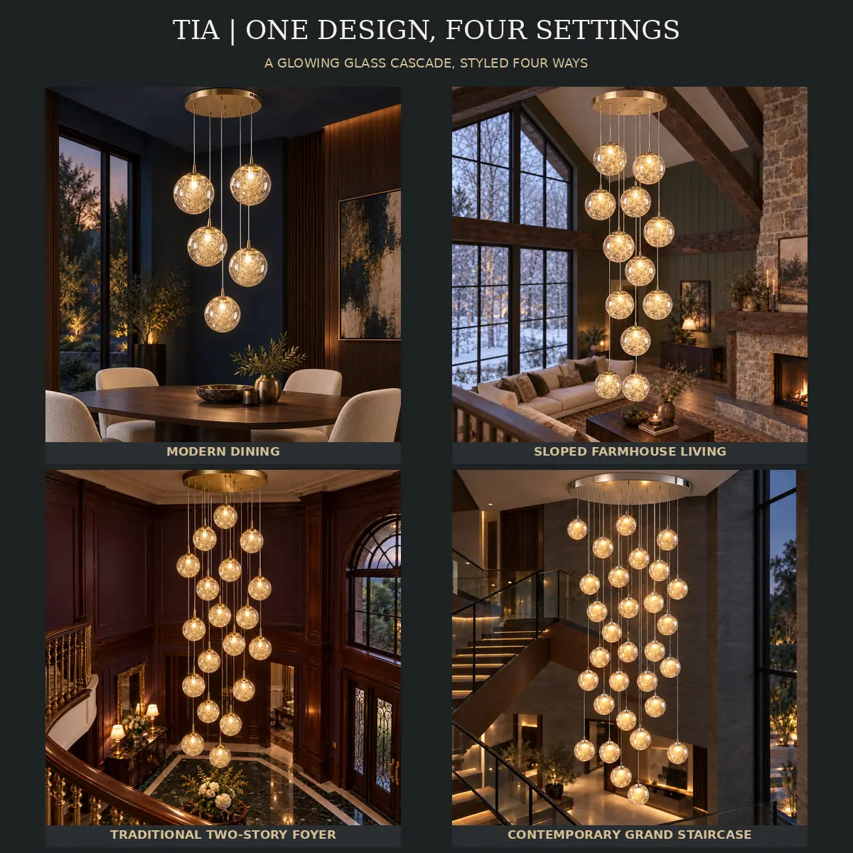 Tia Multi Globe Pendant Chandelier Modern Chandelier