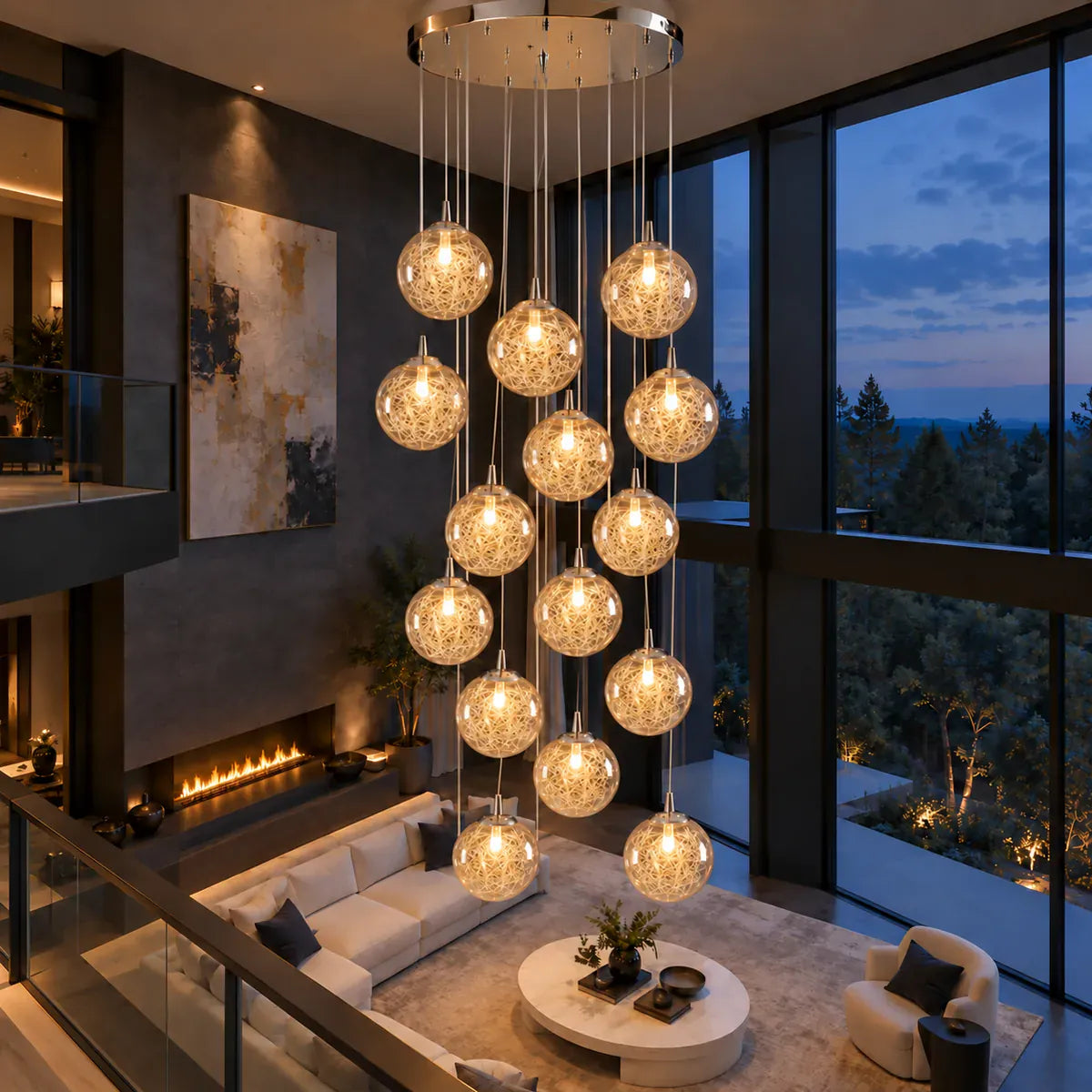 Tia Multi Globe Pendant Chandelier Silver / 5 / Warm White 3000K Modern Chandelier