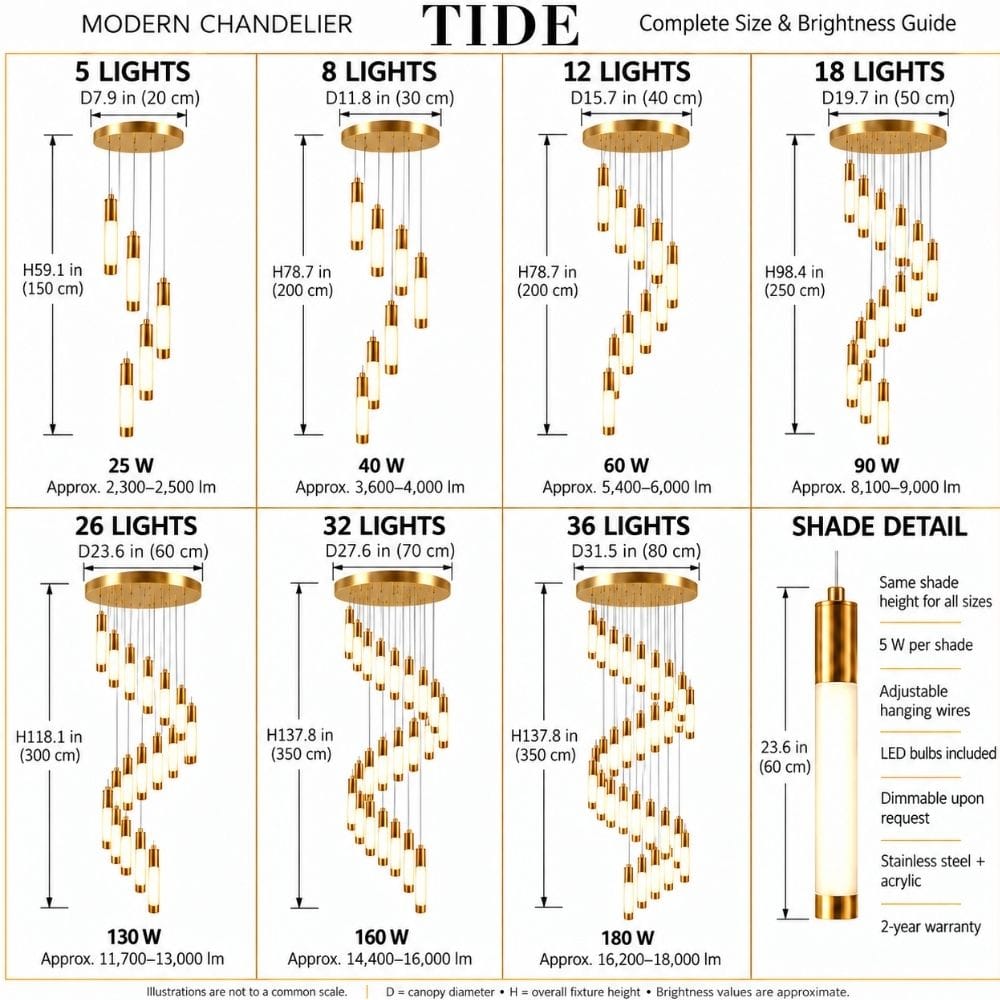 Tide Contemporary Staircase Chandelier Modern Chandelier