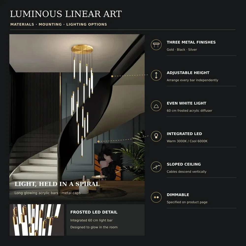 Tide Contemporary Staircase Chandelier Modern Chandelier