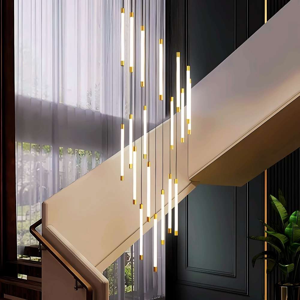 Tide Contemporary Staircase Chandelier Gold / Cool White 6000K / 5 Modern Chandelier