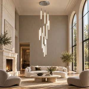 Tide Contemporary Staircase Chandelier Silver / 5 / Cool White 6000K Modern Chandelier