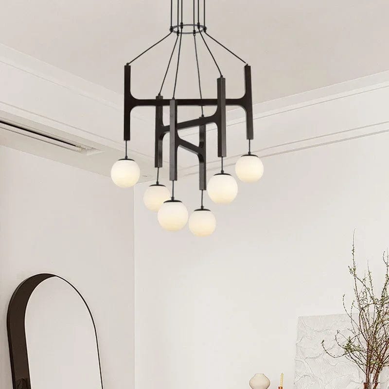 Tide Vintage Wood Chandelier Black / 4 / Cold light Modern Chandelier