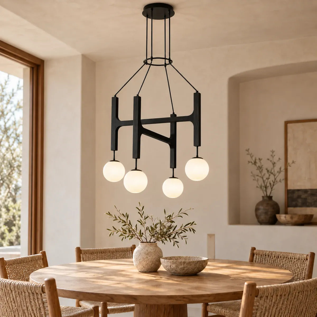 Tide Vintage Wood Chandelier Black / 4 / Warm Light 27000K Modern Chandelier