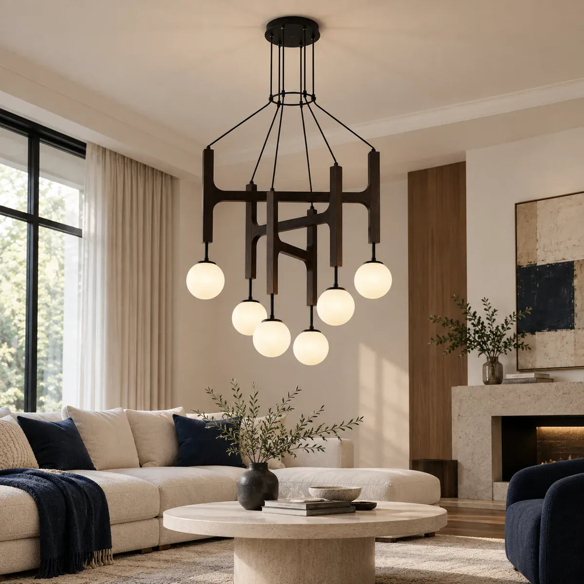 Tide Vintage Wood Chandelier Black / 6 / Warm Light 27000K Modern Chandelier