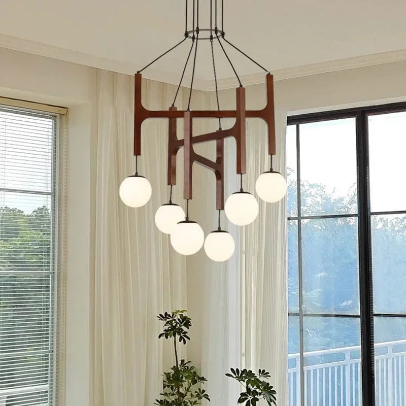 Tide Vintage Wood Chandelier in Brown