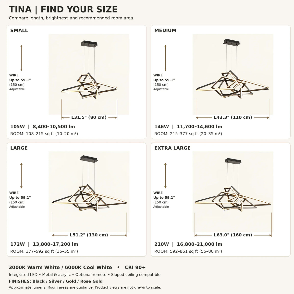 Tina Led Geometric Chandelier Modern Chandelier