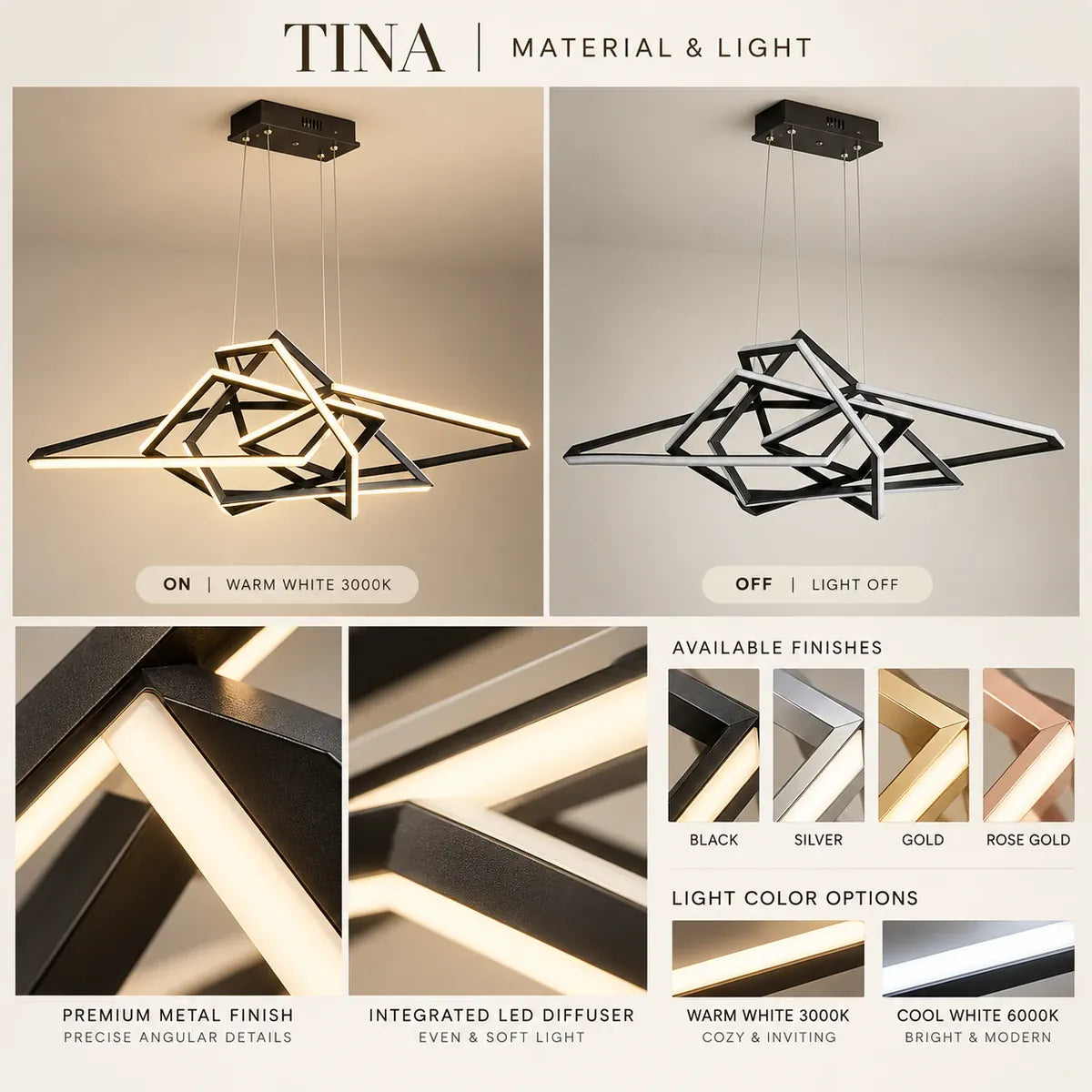 Tina Led Geometric Chandelier Modern Chandelier