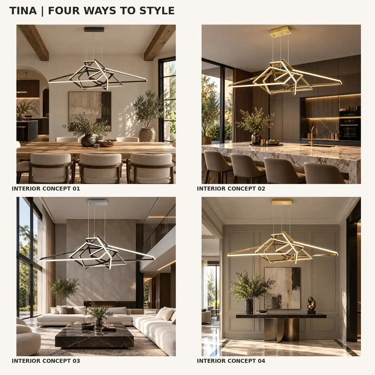 Tina Led Geometric Chandelier Modern Chandelier