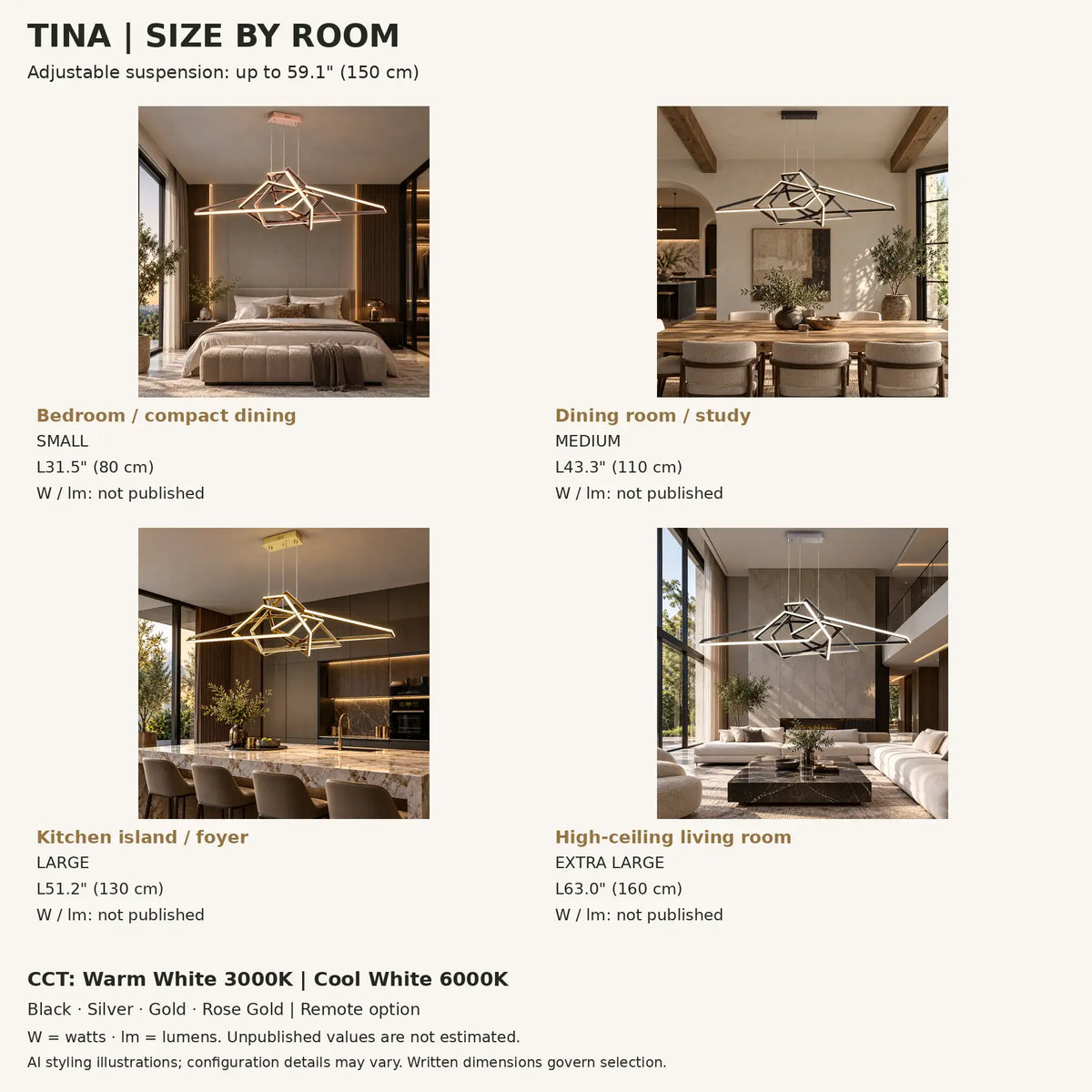 Tina Led Geometric Chandelier Modern Chandelier