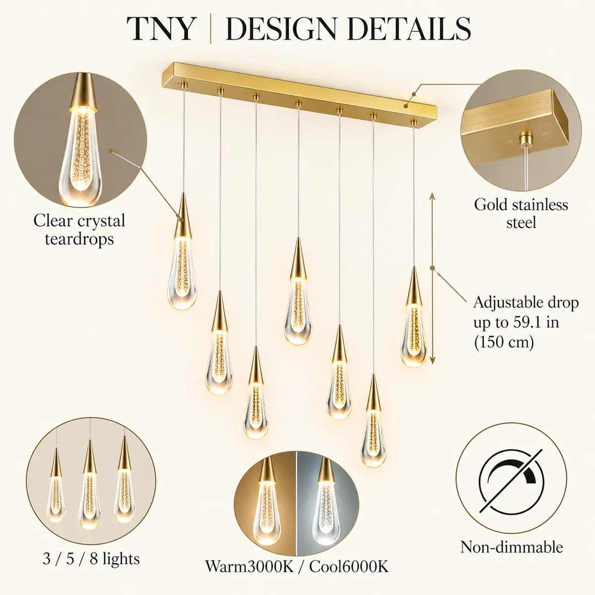 Tny Gold Kitchen Island Chandelier Modern Chandelier