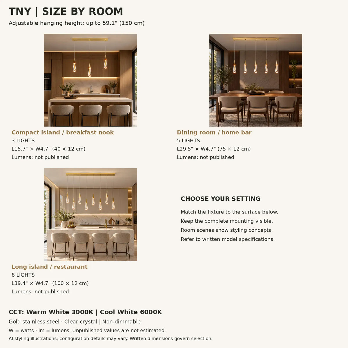 Tny Gold Kitchen Island Chandelier Modern Chandelier