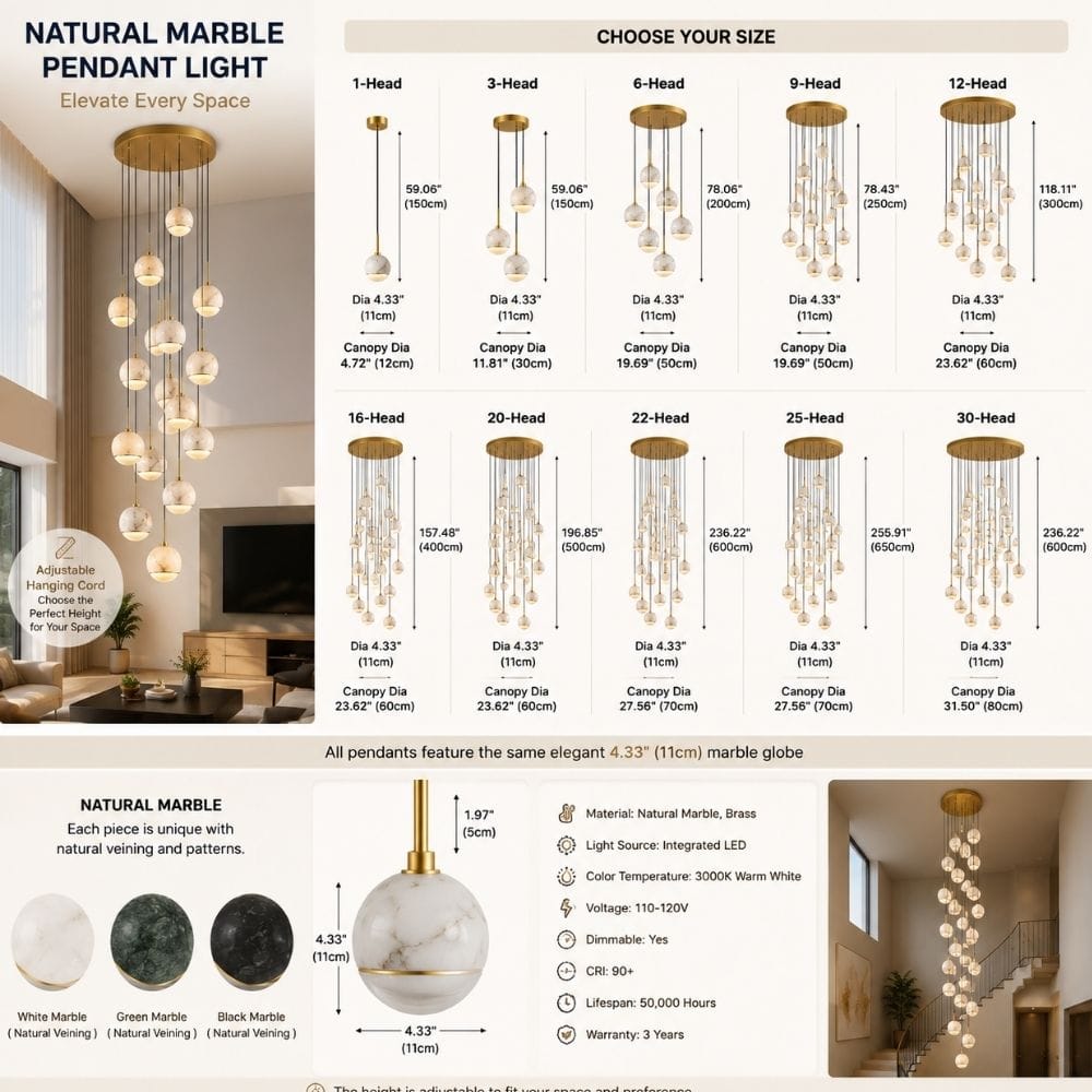 Toria Marble Multi Pendant Chandelier Modern Chandelier