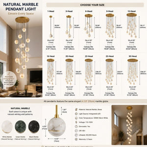 Toria Marble Multi Pendant Chandelier Modern Chandelier