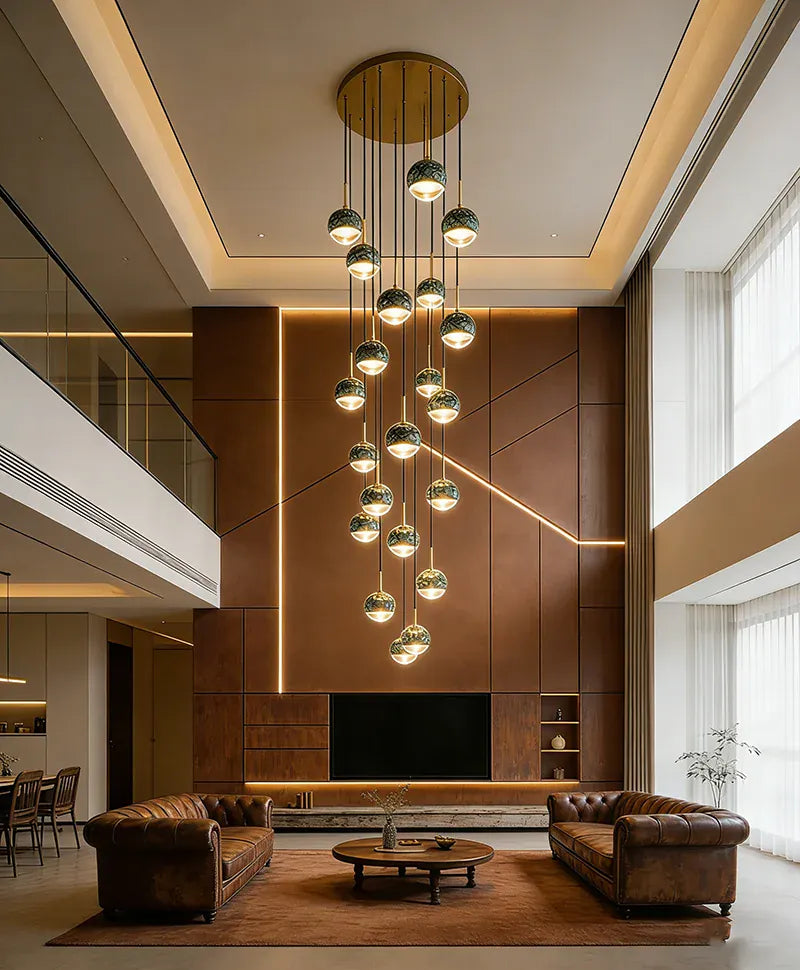 Toria Marble Multi Pendant Chandelier Green / 1 / Warm White 3000k Modern Chandelier