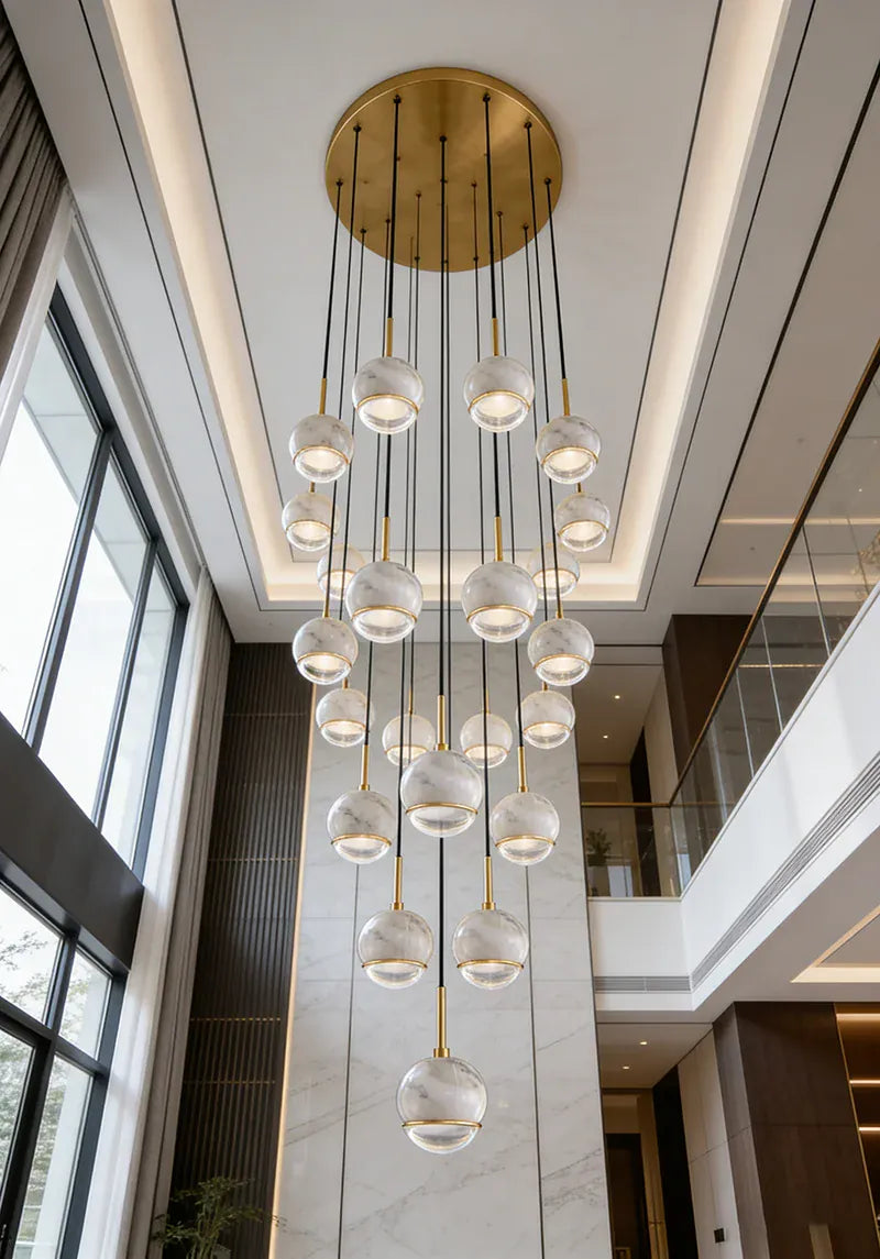 Toria Marble Multi Pendant Chandelier White / 1 / Warm White 3000k Modern Chandelier