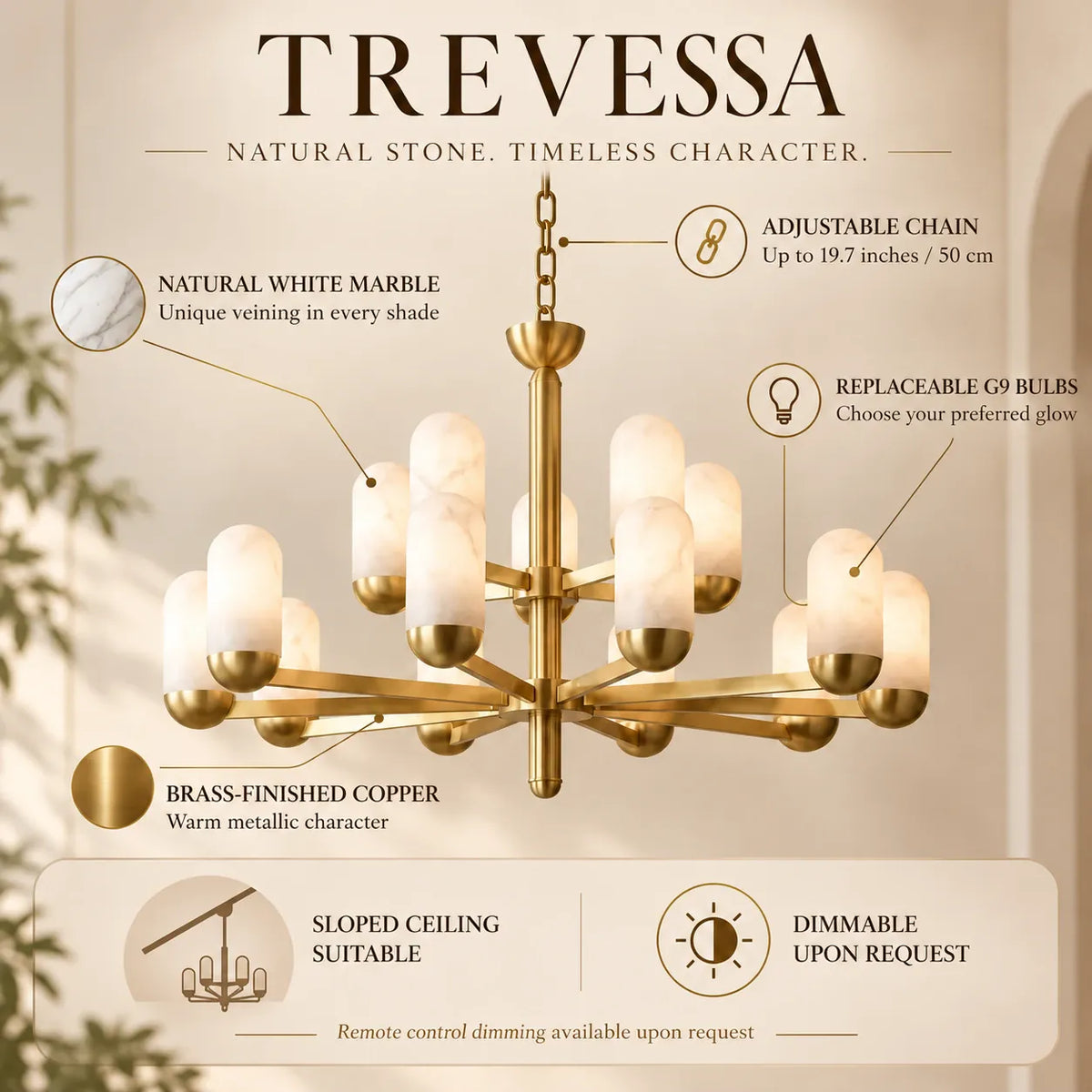 Trevessa Mid-Century Modern Marble Chandelier Modern Chandelier