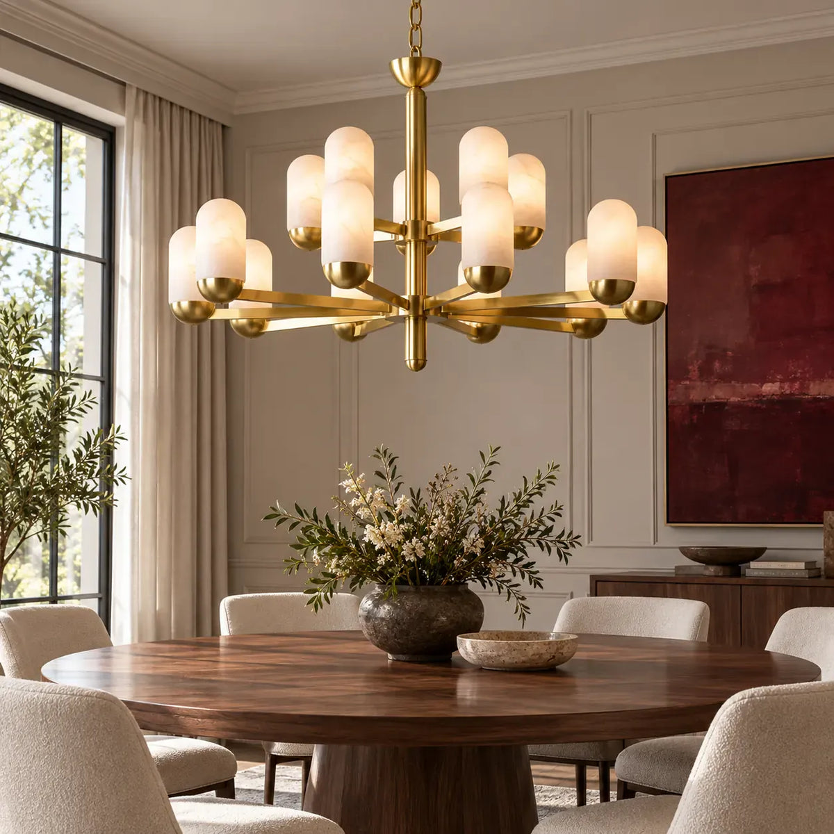 Trevessa Mid-Century Modern Marble Chandelier Modern Chandelier