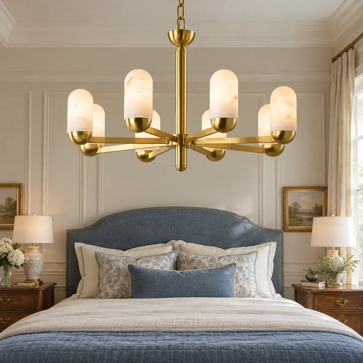 Trevessa Mid-Century Modern Marble Chandelier Modern Chandelier