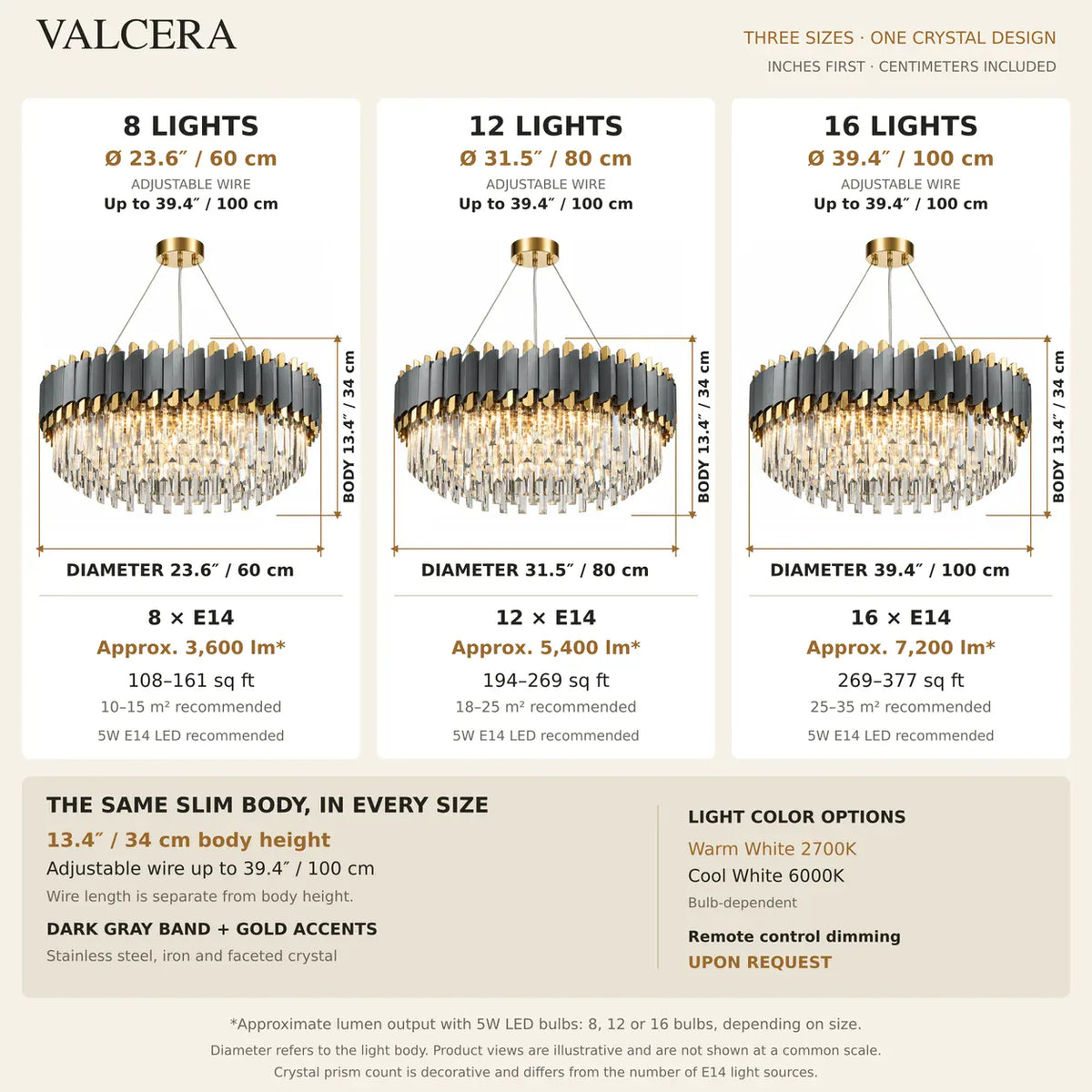 Valcera Black and Gold Crystal Chandelier Modern Chandelier