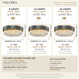 Valcera Black and Gold Crystal Chandelier Modern Chandelier