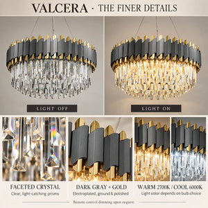 Valcera Black and Gold Crystal Chandelier Modern Chandelier