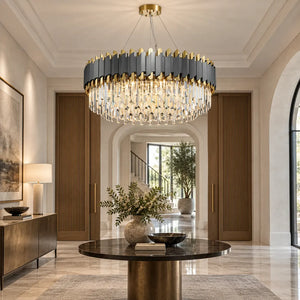 Valcera Black and Gold Crystal Chandelier Modern Chandelier