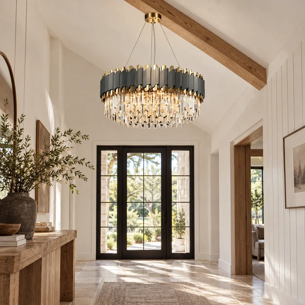 Valcera Black and Gold Crystal Chandelier Modern Chandelier