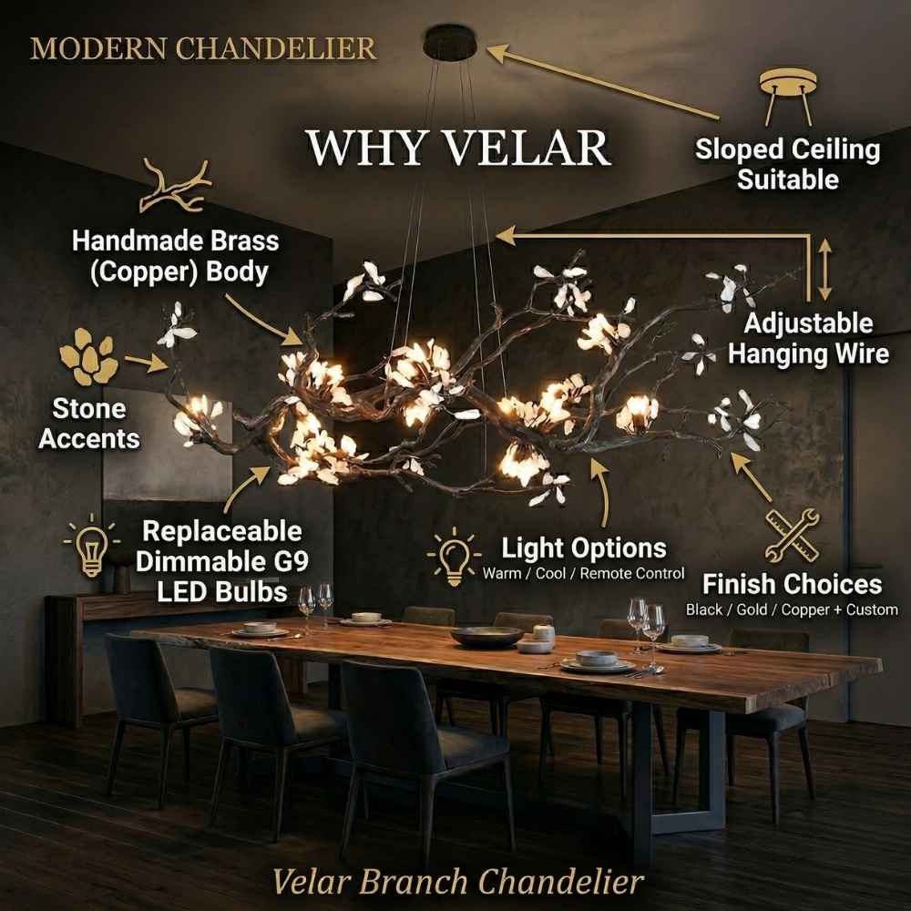 Velar Handmade Brass Branch Chandelier Modern Chandelier