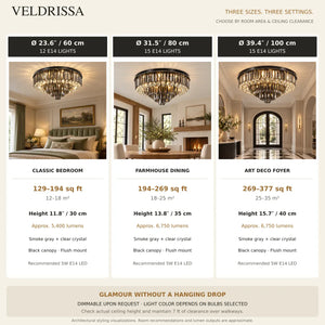 Veldrissa Tiered Crystal Ceiling Light Modern Chandelier