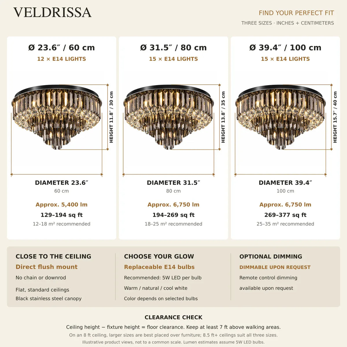 Veldrissa Tiered Crystal Ceiling Light Modern Chandelier