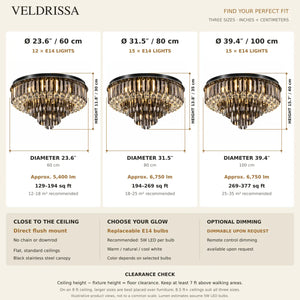 Veldrissa Tiered Crystal Ceiling Light Modern Chandelier
