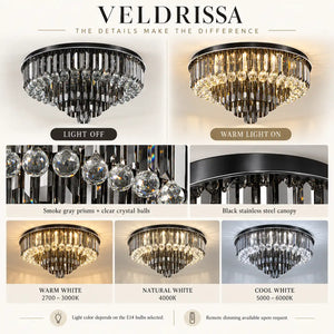Veldrissa Tiered Crystal Ceiling Light Modern Chandelier
